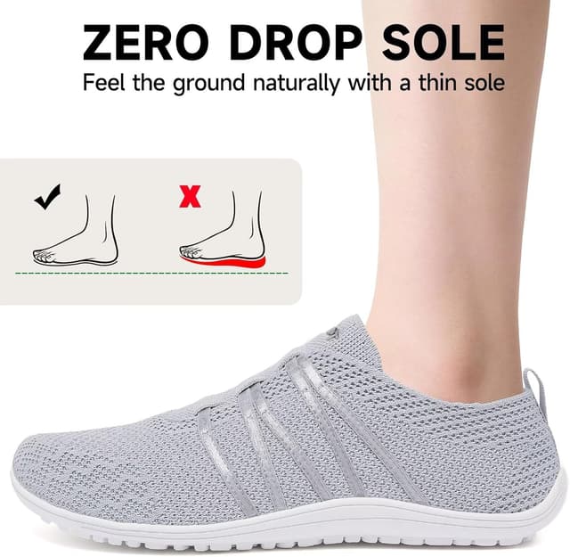 Detalle de Wizshoe Barfußschuhe Damen & Herren – atmungsaktive Slip-On Sneaker mit Zero-Drop Sohle