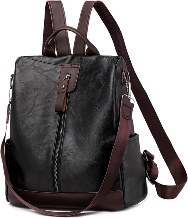 Detalle de JSNOM Zaino Donna in Pelle Casual antirrobo: zainetto impermeabile 29x12x30 cm, daypack per scuola, lavoro e shopping