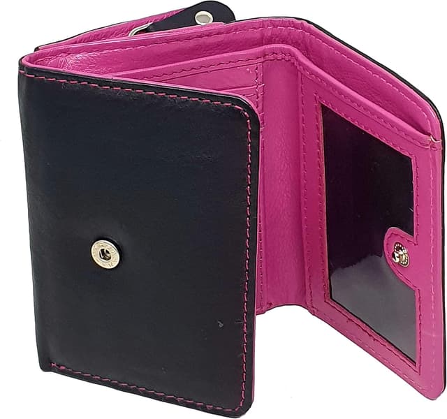 Detalle de Leather RFID purse 5555 Black Fuchsia