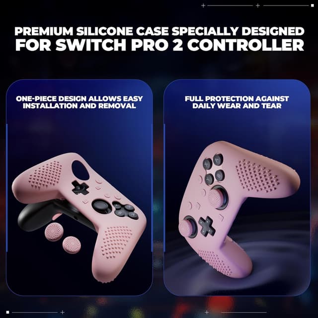 Detalle 2 de PlayVital Silicone Cover for Switch 2 Pro Controller – Cherry Blossoms Pink