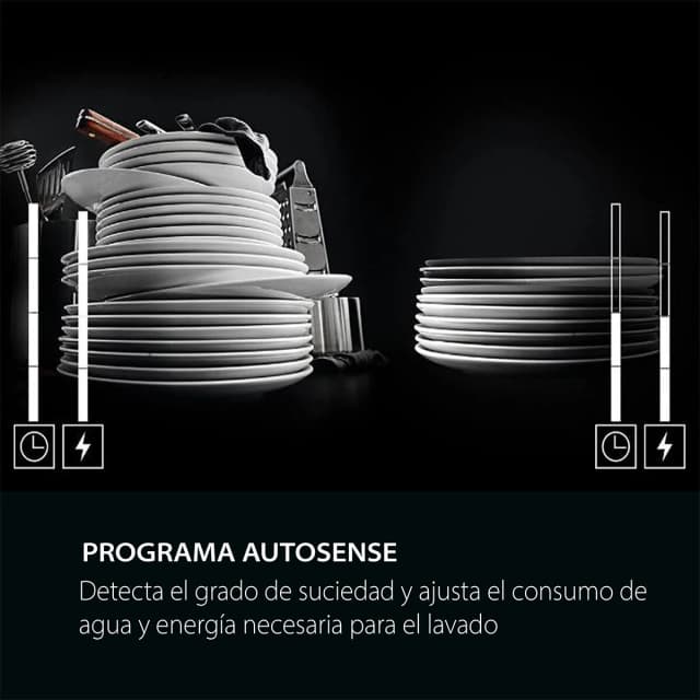 Detalle de AEG FSB34707Z lavavajillas integrable de 60 cm (14 servicios) con AirDry y 3ª bandeja, reacondicionado Grado B