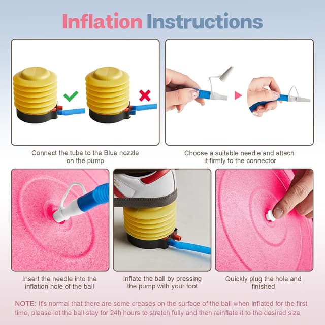 Thumbnail 6 de kisnbld Extra Thick Exercise Ball (4 Sizes) with Foot Pump, Anti-Burst Yoga & Pregnancy Stability Ball