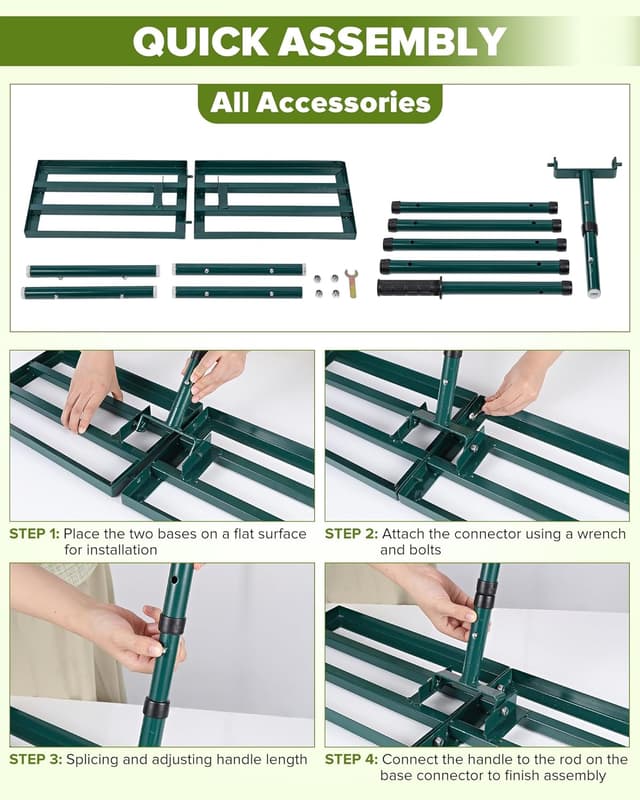 Detalle 1 de Lawn Leveling Rake with 78" handle – 30" x 10" Levelawn leveller for gardens and sports ground