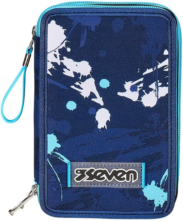 Detalle 2 de Seven Federtasche „Mäppchen“ mit 3 Fächern (XXL) in Blau – mehrfarbig sortiert für Schule & Grundschule