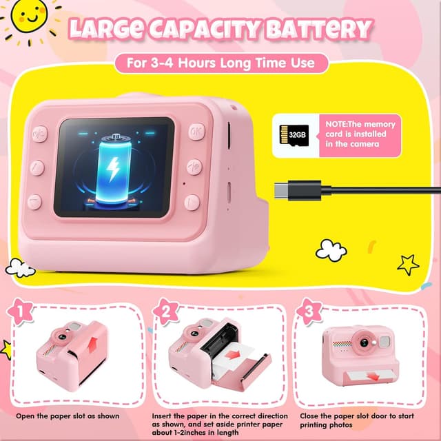 Thumbnail 6 de HiMont Kinderkamera Sofortbild 1080P mit 32 GB