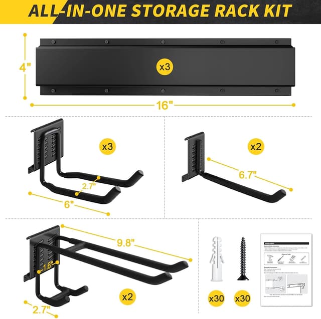 Detalle de UUP 48" Garage Tool Organizer Wall Mount with Adjustable Heavy-Duty Hanging Hooks