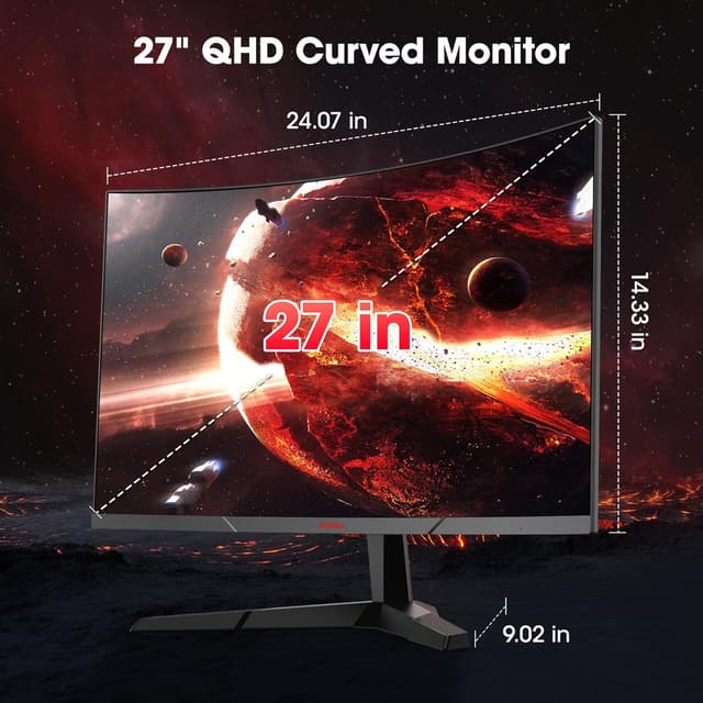 Detalle de KOORUI 27-inch QHD curved gaming monitor (180Hz, 1500R, VA, FreeSync/Adaptive-Sync)