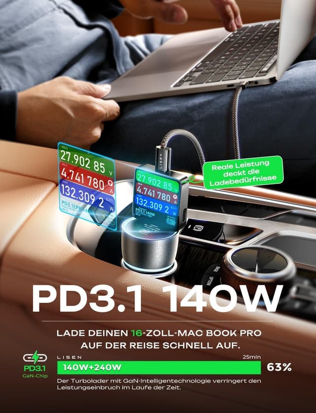 Thumbnail 6 de LISEN 170W Cargador coche carga rápida 170W