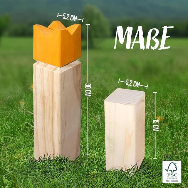 Detalle 2 de Ocean 5 Kubb – Original Wikinger-Spiel (Schwedenschach) aus Holz im Stoffbeutel