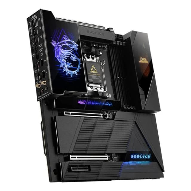 Detalle de MSI MEG X870E GODLIKE (AM5) placa base X870E E-ATX con DDR5 y WiFi 7