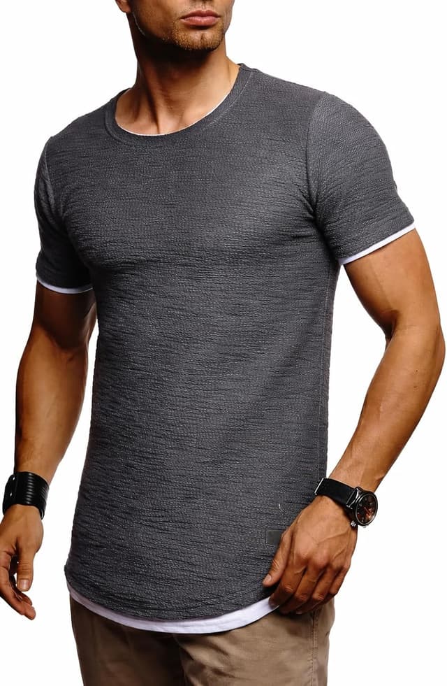 Detalle de Leif Nelson T-shirt homme à col rond : coupe ajustée et style casual