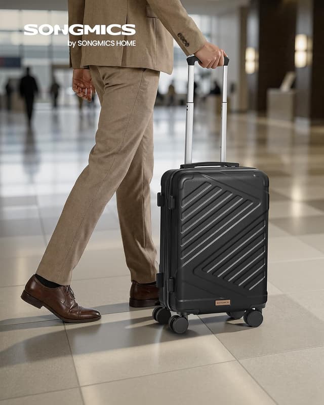 Detalle de 20 Inch Hard Shell Cabin Suitcase by SONGMICS (RLP001B101) with TSA Lock & 4 Double Spinner Wheels