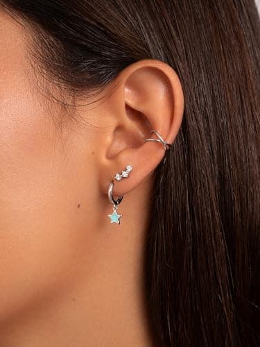 Detalle de SINGULARU Pendientes Aro Star Sky 7,8 mm