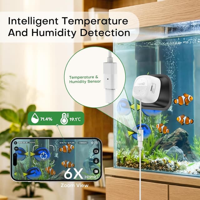 Detalle 2 de HomiQ 3MP 2K Aquarium & Terrarium Pet Camera with magnetic install and close-focus lens