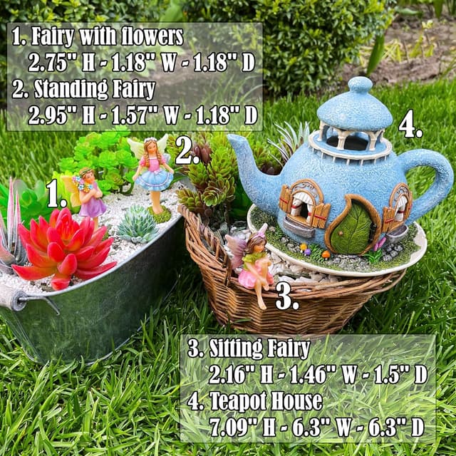 Thumbnail 2 de Mood Lab Fairy Garden Miniature Teapot House 7.1" 🏡