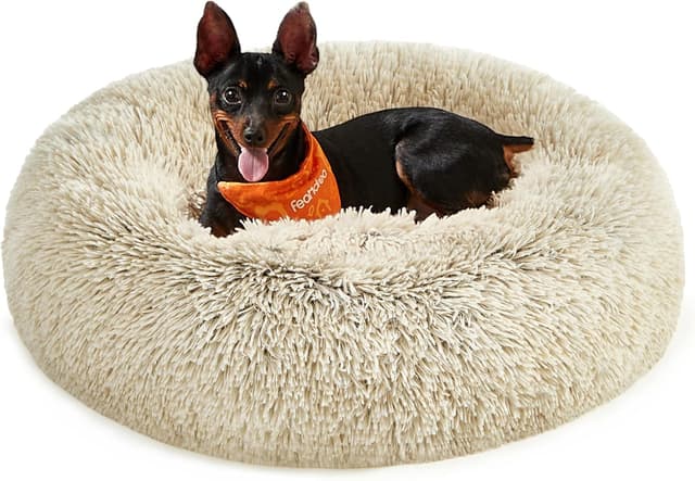 Detalle de Feandrea Cuccia Cane Interno a Ciambella Ø 60 cm con cuscino sfoderabile e lavabile (cachi ombré PGW038S01)