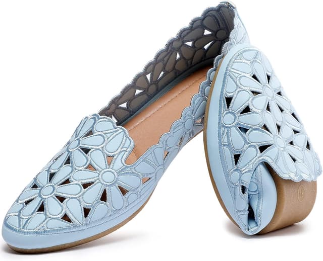 Thumbnail 6 de HEAWISH Women’s Floral Ballet Flats (Black/Beige) — Slip-On Round Toe Dress Shoes