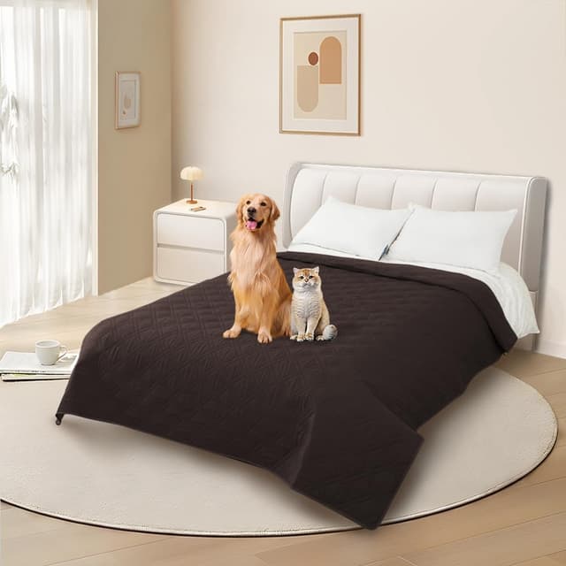 Detalle de DUJUIKE 100% Waterproof 3 Seater Couch Cover (Coffee) – non-slip, urine & stain resistant