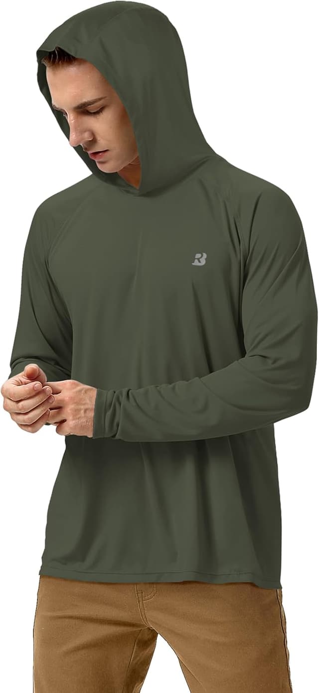 Detalle de Roadbox Men’s Sun Protection Swim Hoodie (UPF 50+) Quick-Dry Long Sleeve