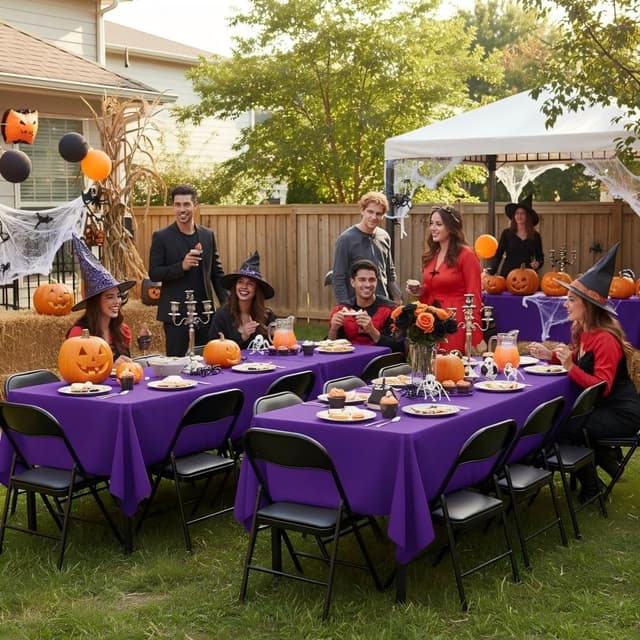 Detalle de Sancua Rectangular Polyester Tablecloth (54 x 108 in) – Washable, Wrinkle-Resistant, Purple, 8-Pack