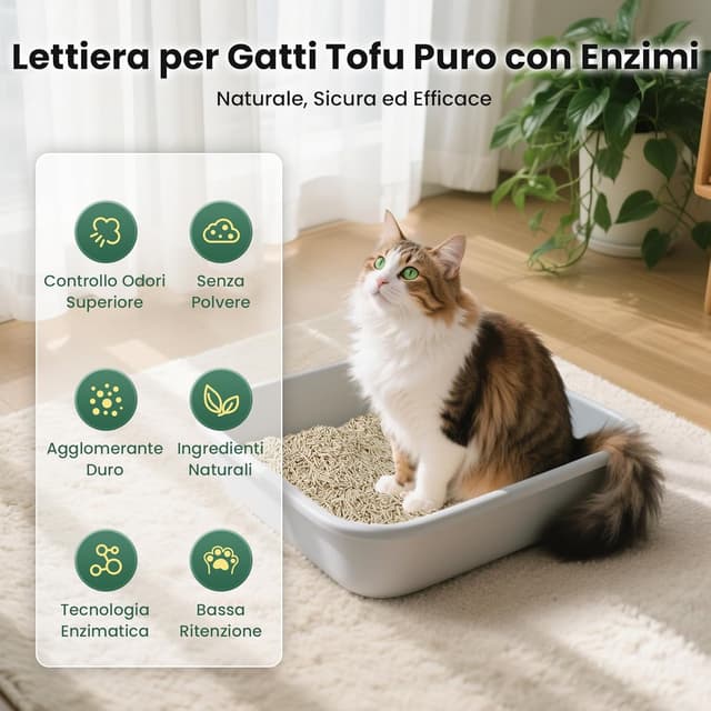Detalle de Gardner Pet lettiera per gatti di tofu con enzimi, agglomerante scaricabile nel WC, bassa polvere (9L x 2)