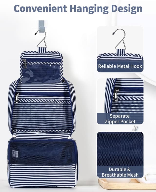 Detalle 2 de Narwey Kulturtasche Damen Groß – Kulturbeutel zum Aufhängen, gepolsterte Waschtasche 1