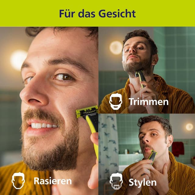 Detalle de Philips OneBlade 360 Face (QP2724/31) – elektrischer Rasierer & Trimmer für Gesicht, Nass- und Trockenrasur