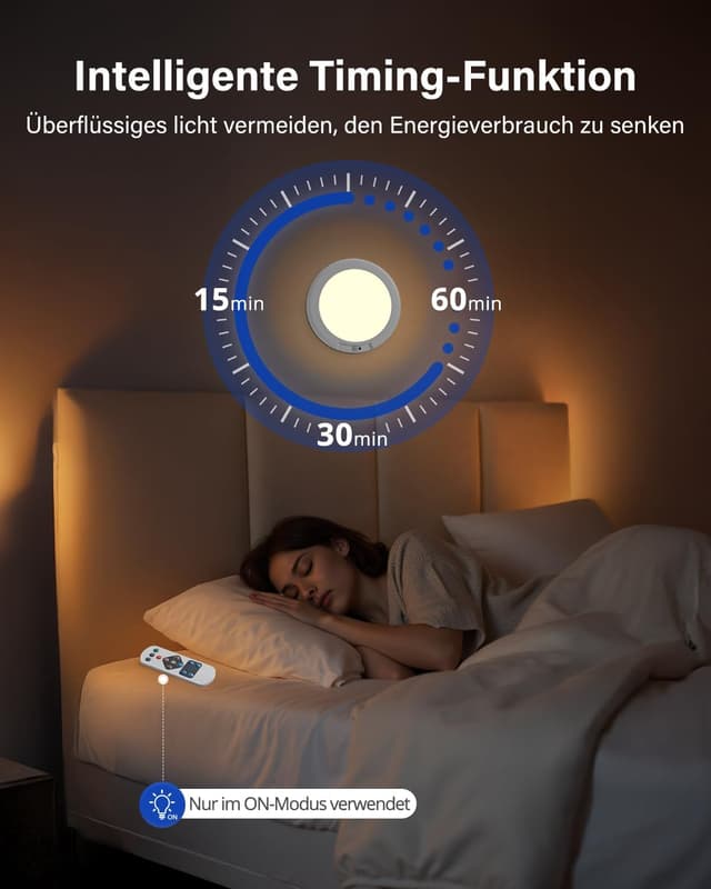 Detalle 2 de Leselux Deckenlampe mit Bewegungsmelder innen, LED Akku-Leuchte (kabellos), 3 Farbtemperaturen & Fernbedienung – 2er-Set