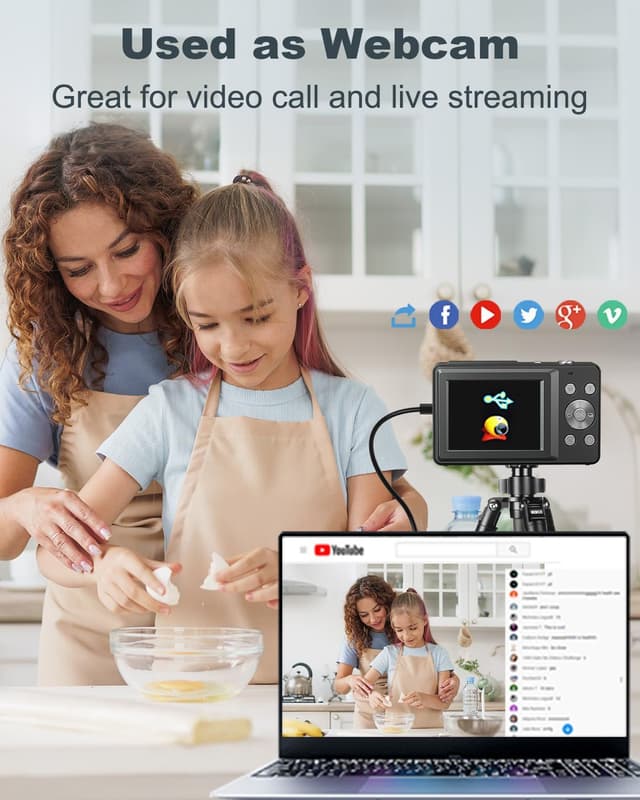 Detalle 2 de CAMKORY Digital Camera 1080P 44MP Compact with 16X Digital Zoom (Anti-shake) – Black