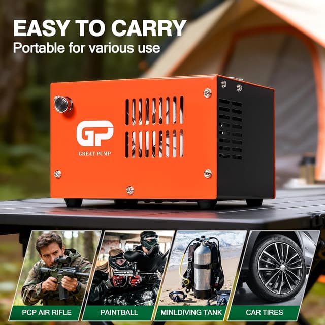 Detalle 2 de TUXING PCP Compressore d’aria portatile 4500 PSI/30 MPa con connettore rapido e adattatore di alimentazione incorporato