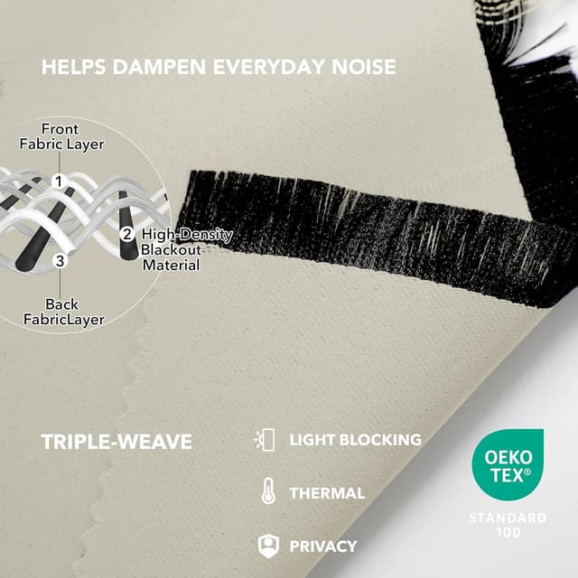 Thumbnail 5 de Deconovo rideaux occultants 3 en 1 beige clair 140×300