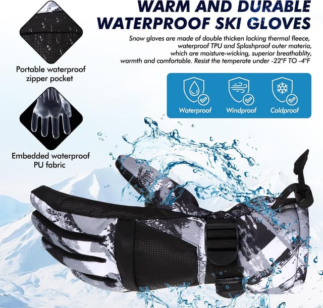 Thumbnail 4 de Pnosnesy Ski Gloves for Cold Weather