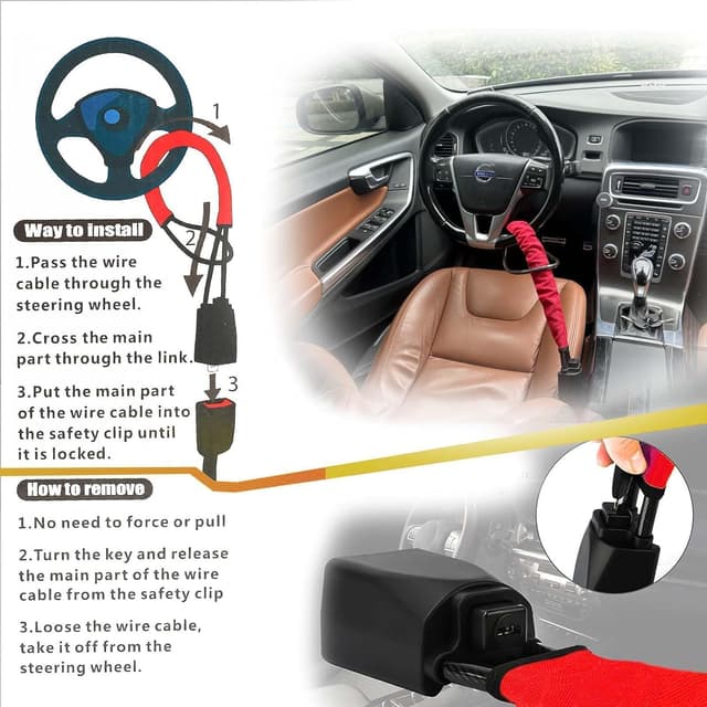 Thumbnail 1 de Universal Steering Wheel and Seat Belt Lock 2 Keys