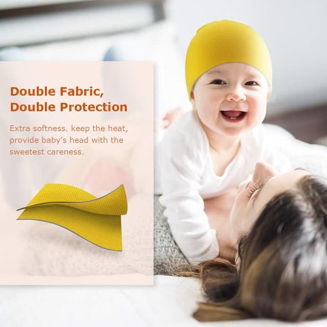 Detalle de DRESHOW 6-piece baby beanie set for newborns to toddlers (knitted cotton blend)