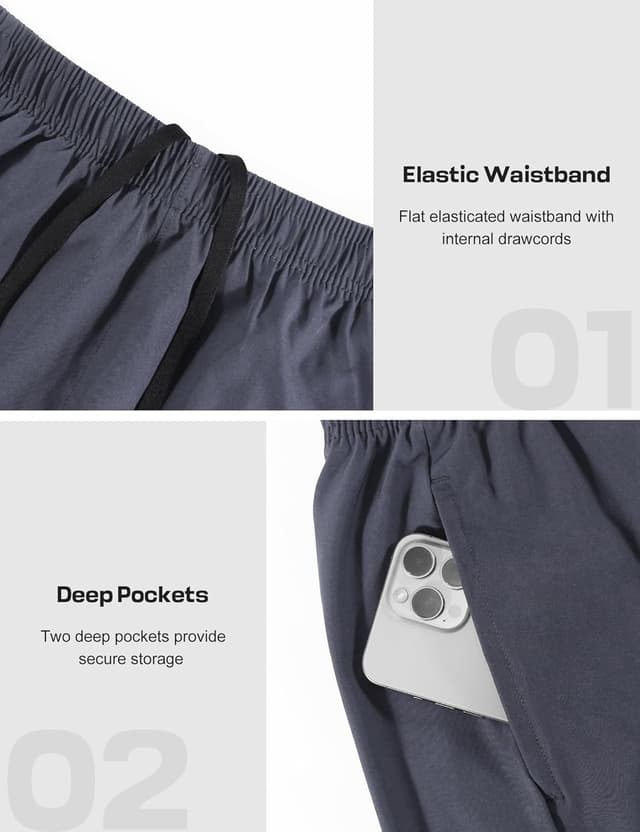 Detalle 2 de Naarts Men’s Athletic Shorts 9'' Quick-Dry Workout Running Shorts with Pockets