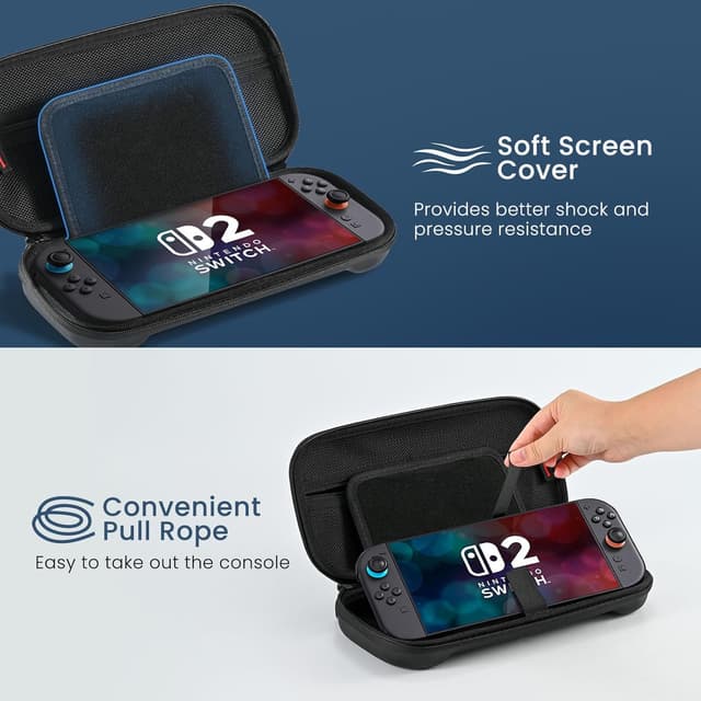 Detalle 2 de RaceGT Carry Case for Nintendo Switch 2 – Portable Travel Bag with EVA Hard Shell, Screen Protector & 10 Game Card Slots