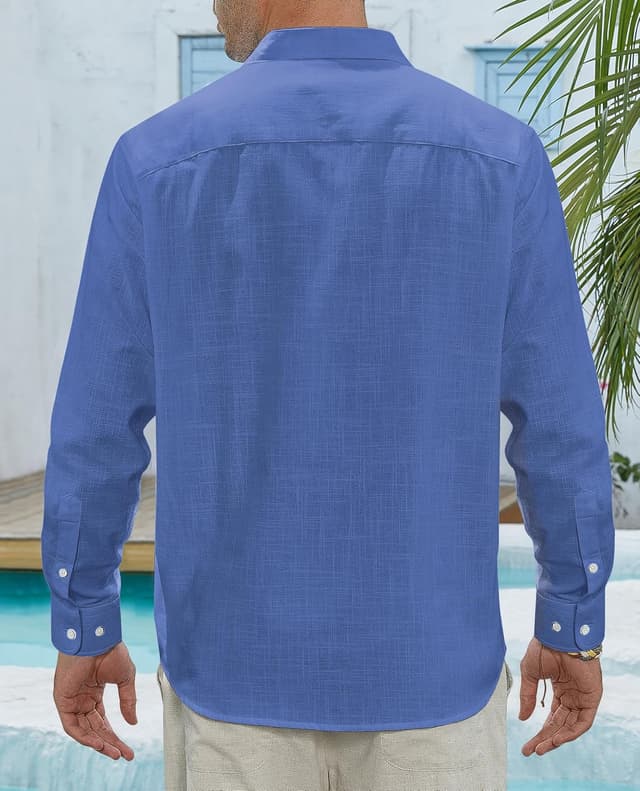 Detalle de J.VER Leinenhemd Herren Langarmhemd Regular Fit – Baumwolle/Leinen für Business & Sommer