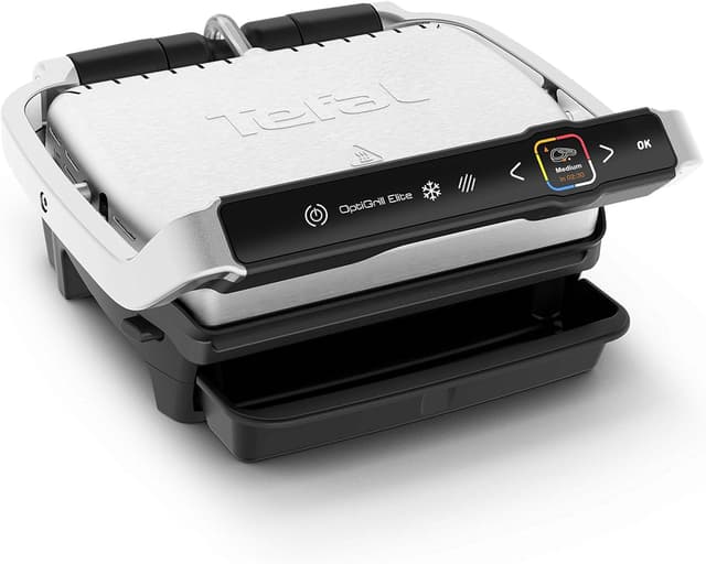 Detalle de Tefal OptiGrill Elite GC750D40 stainless steel with 12 cooking programmes and removable non-stick plates