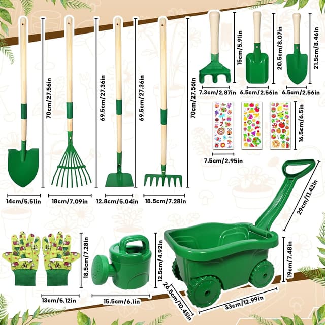 Detalle 2 de HILKKET Kinderschubkarre Gartenwerkzeug Set 13-teilig