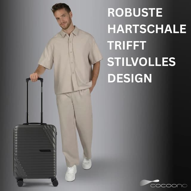 Detalle de Premium Handgepäck Koffer 55x40x20 cm (38 L) mit TSA-Schloss – bordtauglich für Ryanair, Lufthansa, Eurowings