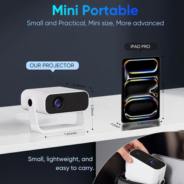 Detalle 2 de 2026 Smart Projector with Android 14 Apps, WiFi 6 & Bluetooth 5.2 (Native 1080p, 4K supported, 32,000 lumens)