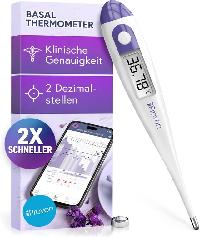 Detalle de iProvèn Ovulationsthermometer Dual-Dezimal: Basalthermometer für präzise BBT-Auswertung