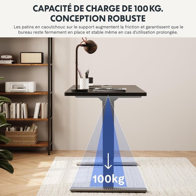 Detalle 2 de FLEXISPOT Bureau assis debout à 2 moteurs réglable en hauteur, cadre acier 100 kg avec panneau mémoire et anti-collision (gris)