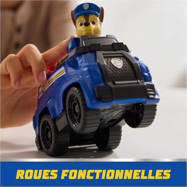 Detalle de Paw Patrol Pat Patrouille – Véhicule figurine Chase (voiture de police) en plastique recyclé