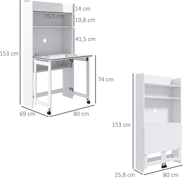 Thumbnail 2 de HOMCOM Bureau Informatique 80 x 69 x 155 cm