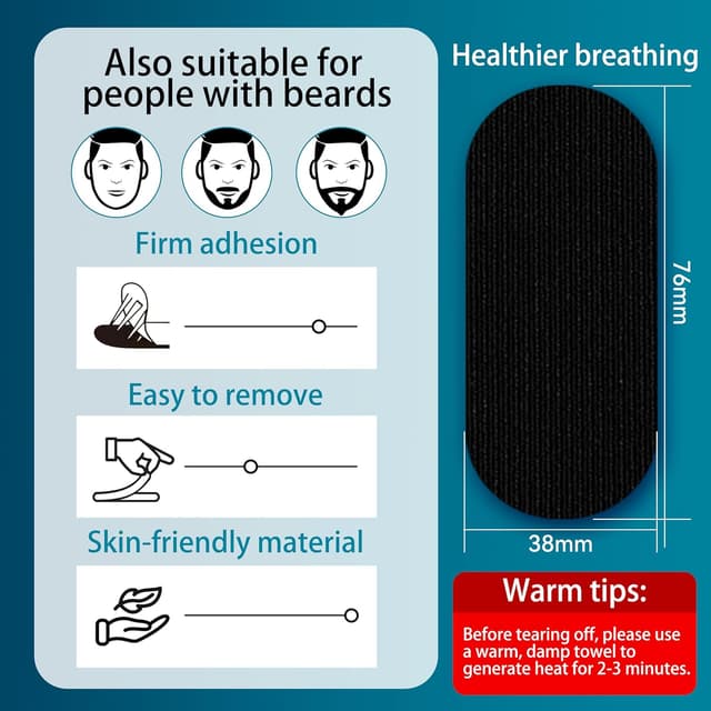 Detalle de Mundpflaster Anti-Schnarch-Mundpflaster für die Nacht (100 Stück) – Schnarchstopper für Männer und Frauen