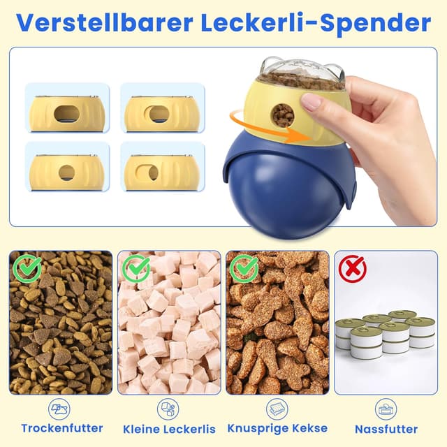 Detalle de FuntasticFinds Intelligenzspielzeug für Katzen mit verstellbarem Leckerli-Spender