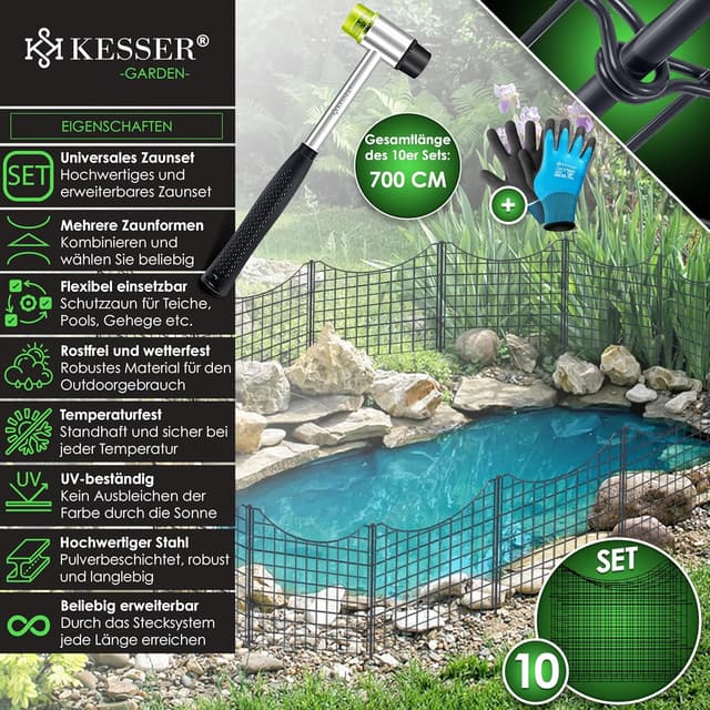 Thumbnail 1 de KESSER® Valla para estanque y jardín, juego de 5 con accesorios 🚫