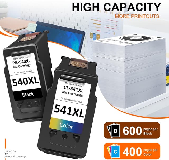 Detalle de Druckerpatronen 540/541 XL Multipack (PG 540 XL Schwarz, 541 XL Farbe) – kompatibel für Canon Pixma