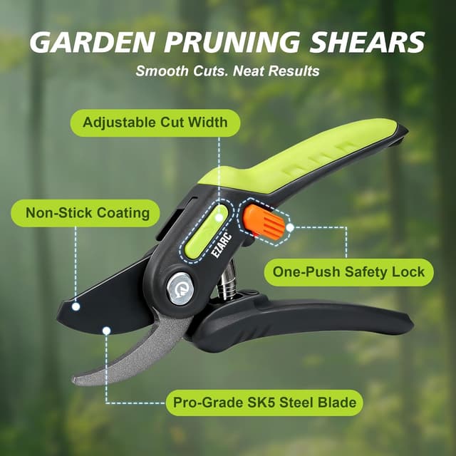 Detalle de EZARC Garden Secateurs bypass pruning shears with SK5 steel blade (20 mm cut capacity), 1 pack